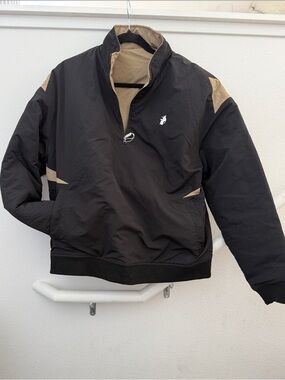 Pluto Reversible Men's Black Pullover Windbreaker with Black and Tan
